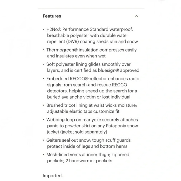 Patagonia Insulated Snowbelle Ski Pant - Picture 3 of 12